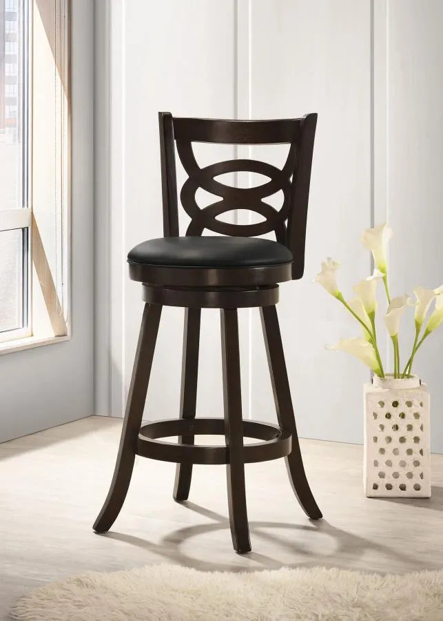 Calecita Cappuccino Swivel Bar Stools with Upholstered Seat, Set of 2 by Coaster at Eve Furniture