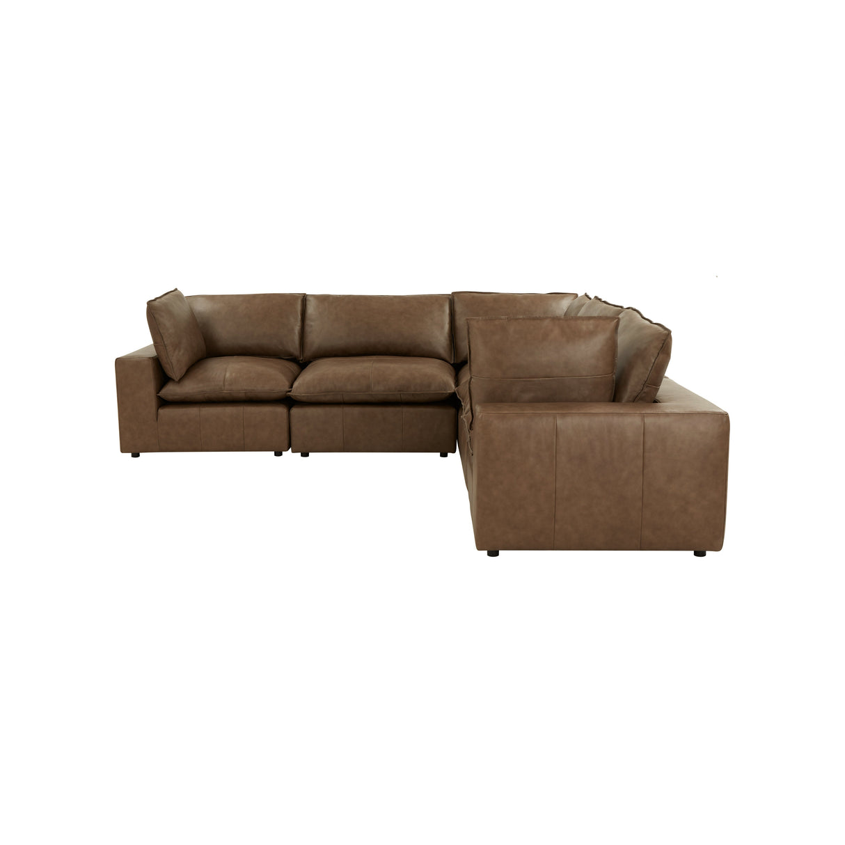 Cali 5-Piece Brown Leather Modular L-Sectional by TOV Furniture at Eve Furniture