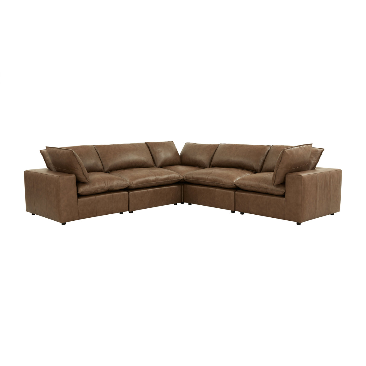 Cali 5-Piece Brown Leather Modular L-Sectional by TOV Furniture at Eve Furniture