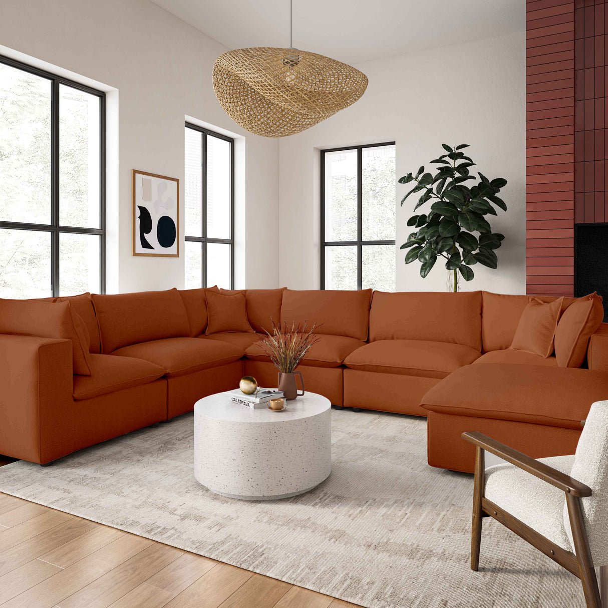 Cali Performance Fabric Modular 7-Piece Large Chaise Sectional by TOV Furniture at Eve Furniture