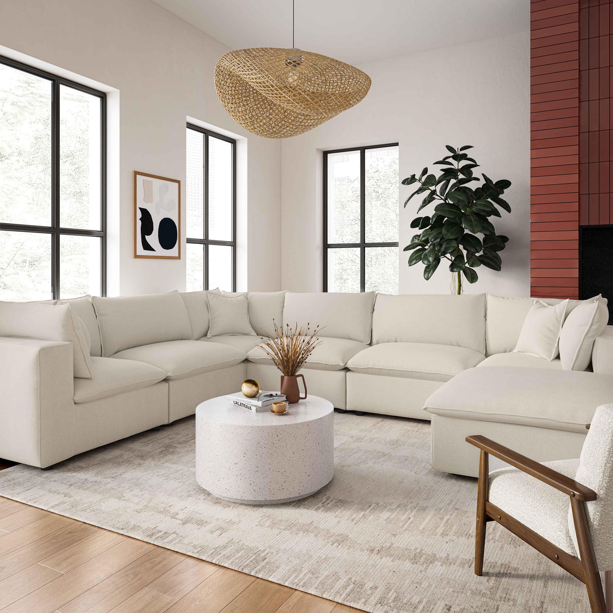 Cali Performance Fabric Ottoman by TOV Furniture at Eve Furniture
