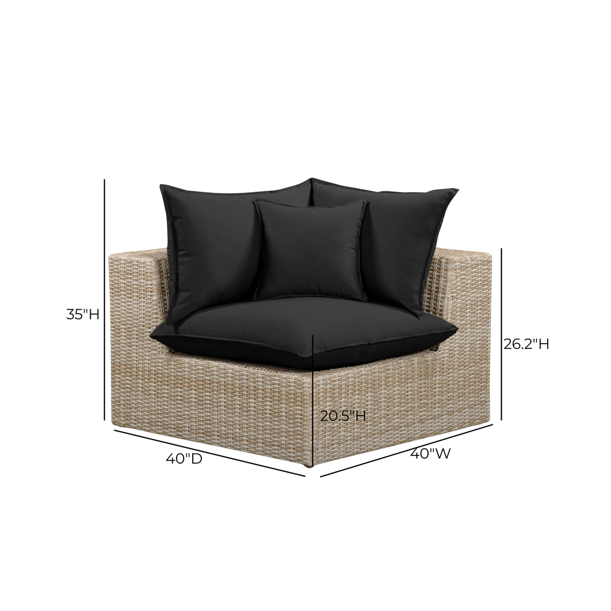 Cali Performance Fabric & Wicker Outdoor Corner Chair by TOV Furniture at Eve Furniture