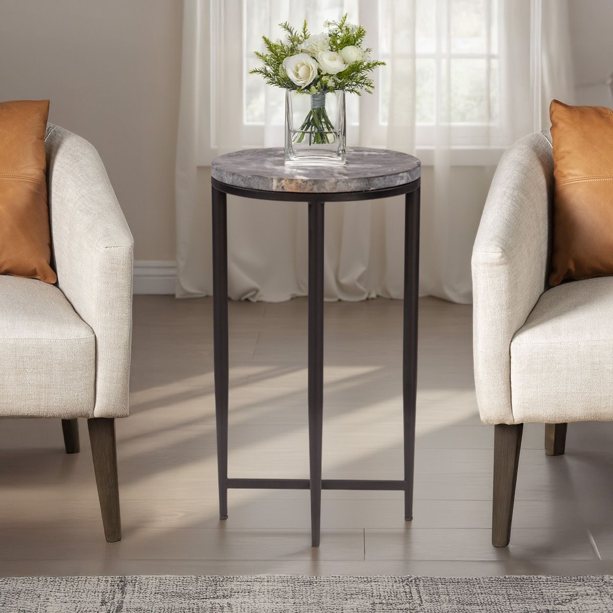 Calico 14" Side Table in Gray Septarian with Iron Base by Home Trends & Design at Eve Furniture
