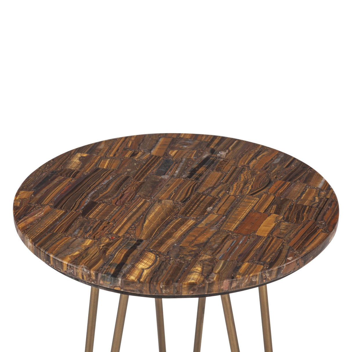 Calico 17" Side Table in Tiger Eye with Antique Gold Base by Home Trends & Design at Eve Furniture