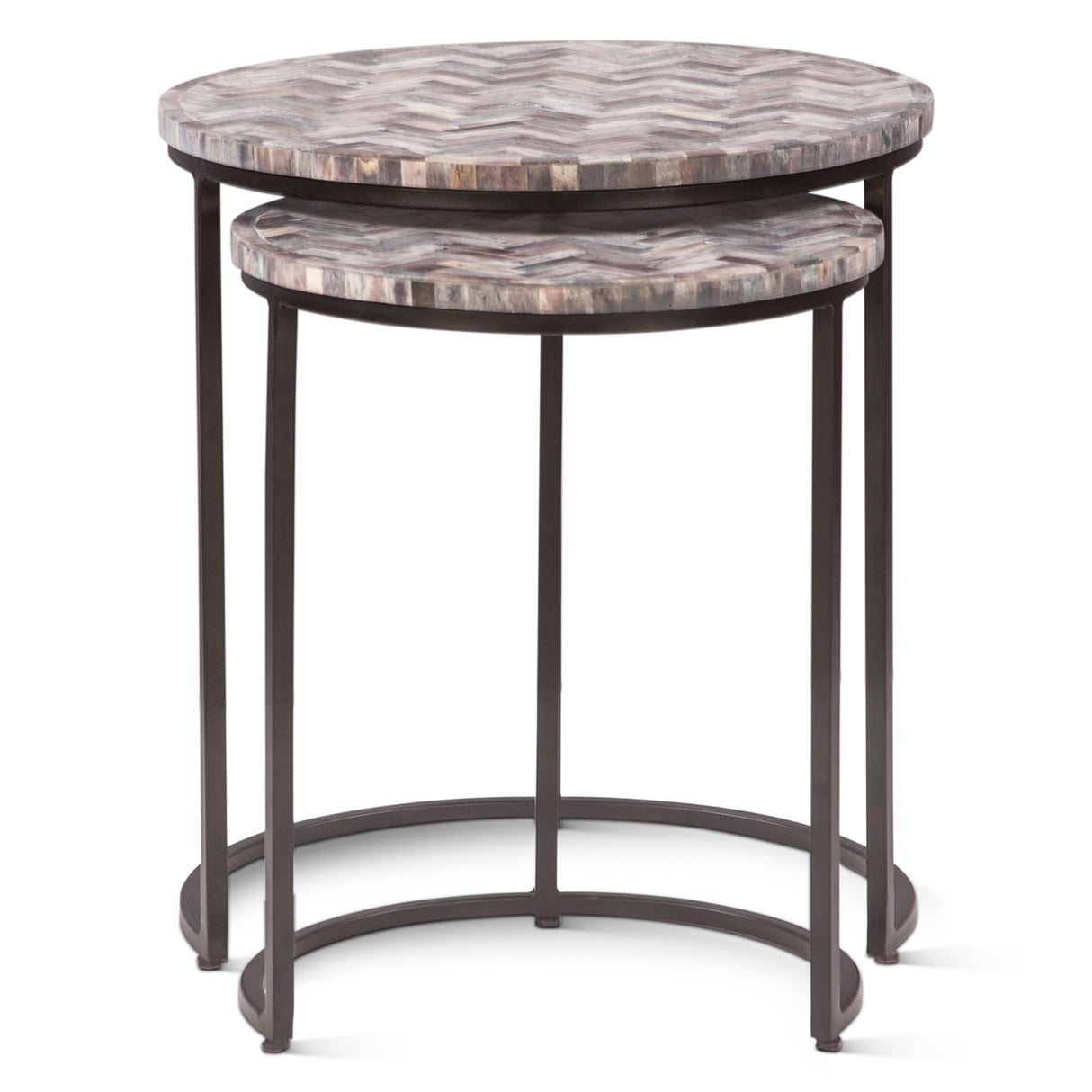 Calico 20" Nesting Tables in Chevron Pattern, Set 2 by Home Trends & Design at Eve Furniture