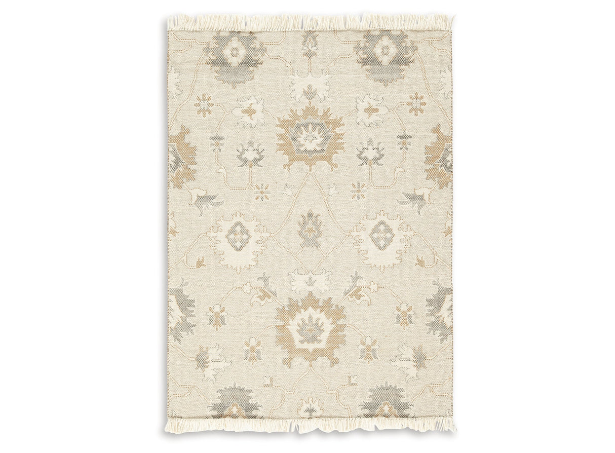 Calkin Linen/Gray/Caramel 5' x 7' Rug by Ashley at Eve Furniture