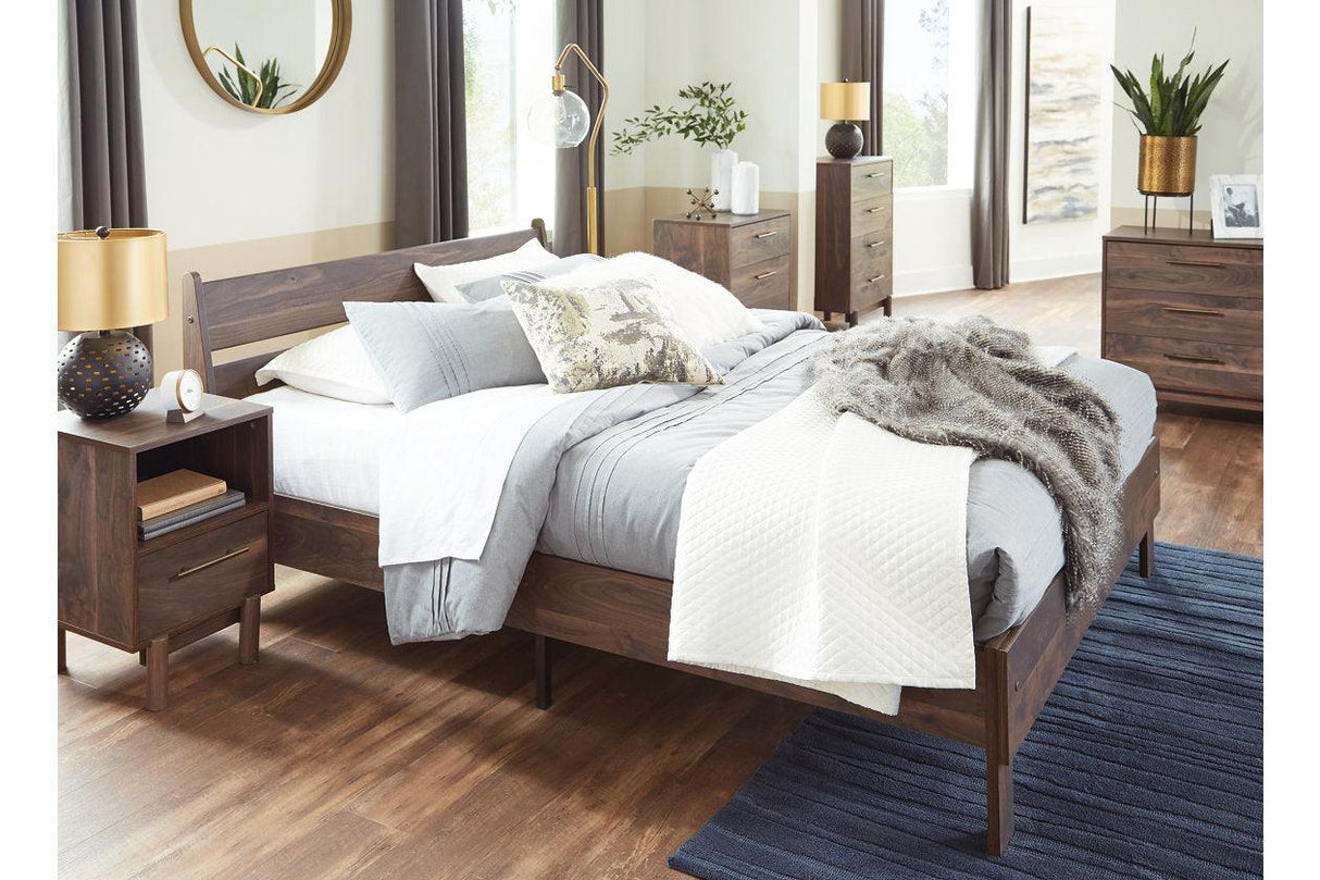 Calverson Mocha Full Panel Platform Bed by Ashley at Eve Furniture