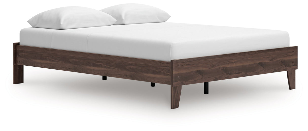 Calverson Mocha Queen Platform Base Bed by Ashley at Eve Furniture