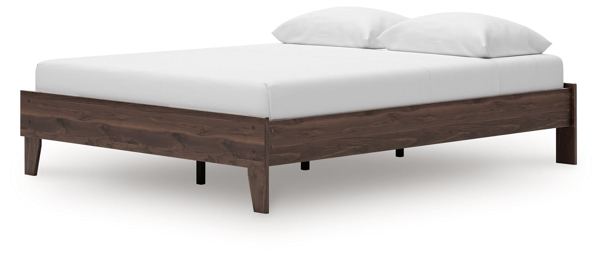 Calverson Mocha Queen Platform Base Bed by Ashley at Eve Furniture