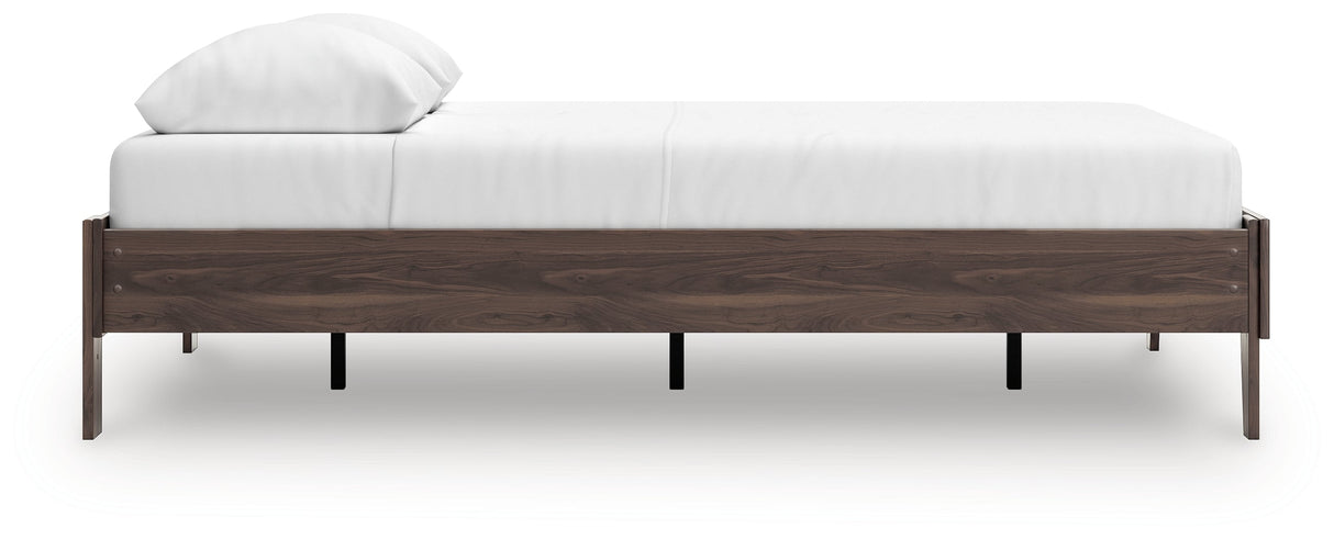 Calverson Mocha Queen Platform Base Bed by Ashley at Eve Furniture