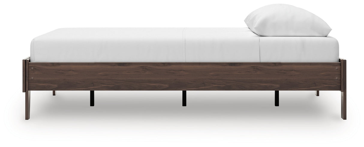 Calverson Mocha Queen Platform Base Bed by Ashley at Eve Furniture