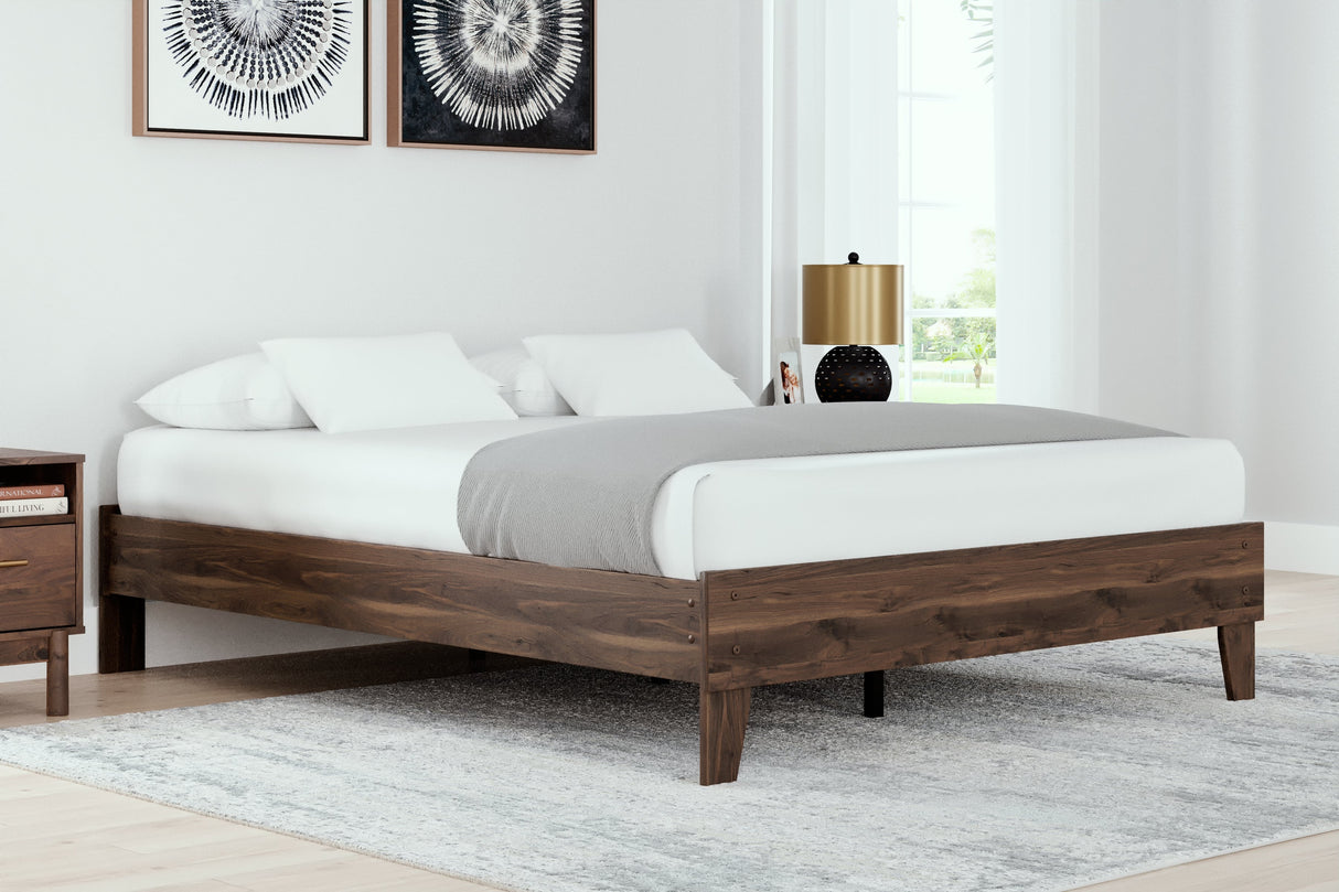Calverson Mocha Queen Platform Base Bed by Ashley at Eve Furniture