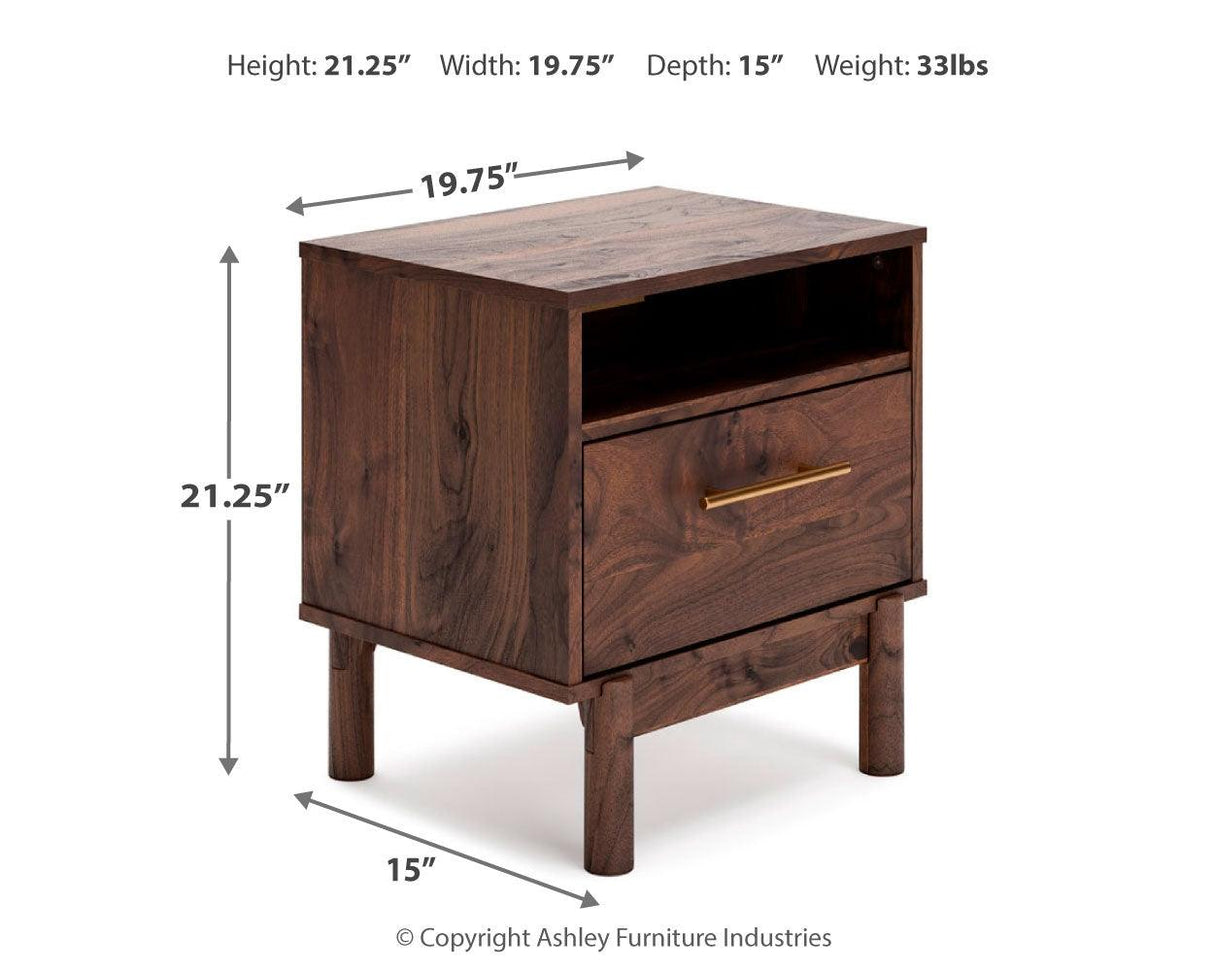 Calverson Queen Platform Bed with 2 Nightstands in Mocha by Ashley at Eve Furniture