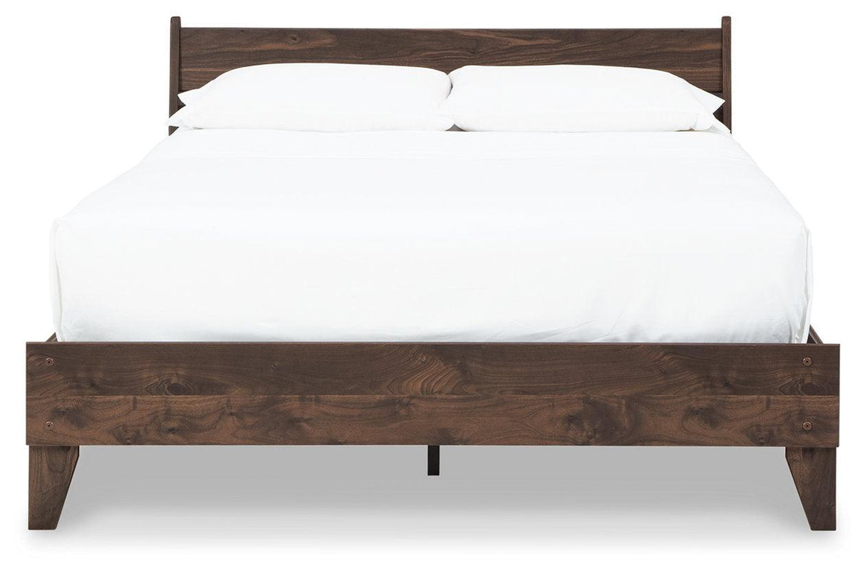 Calverson Mocha Queen Panel Platform Bed by Ashley at Eve Furniture