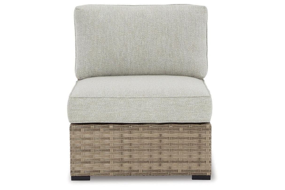 Calworth Beige Outdoor Armless Chair by Ashley at Eve Furniture