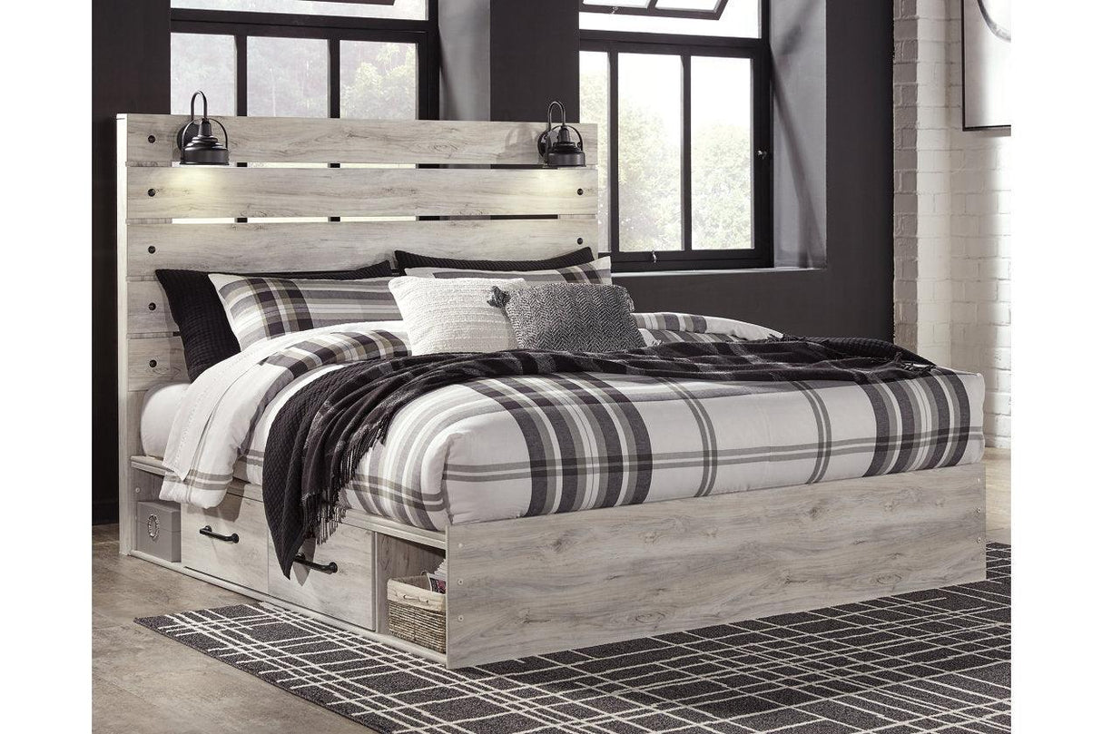 Cambeck Whitewash King Platform Bed with 4 Storage Drawers by Ashley at Eve Furniture