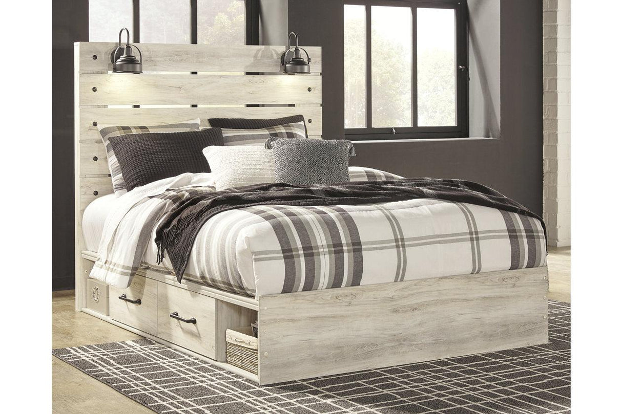 Cambeck Whitewash Queen Platform Bed with 2 Storage Drawers by Ashley at Eve Furniture