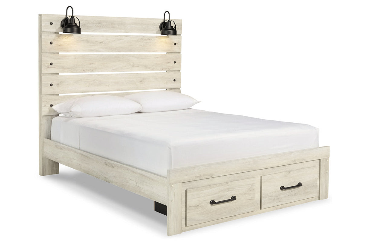 Cambeck Whitewash Queen Storage Panel Bed by Ashley at Eve Furniture
