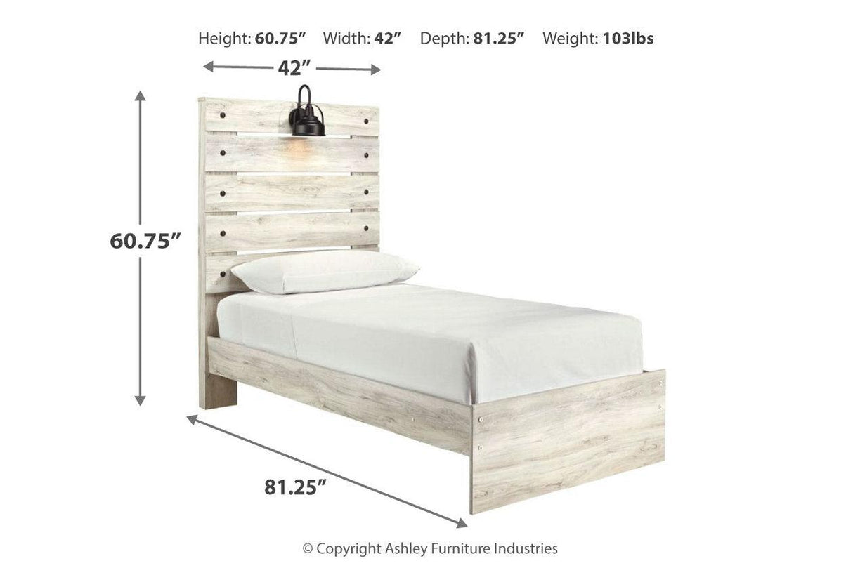 Cambeck Whitewash Twin Panel Bed by Ashley at Eve Furniture