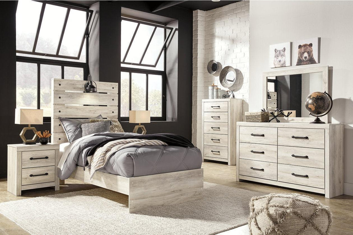 Cambeck Whitewash Twin Panel Bed by Ashley at Eve Furniture