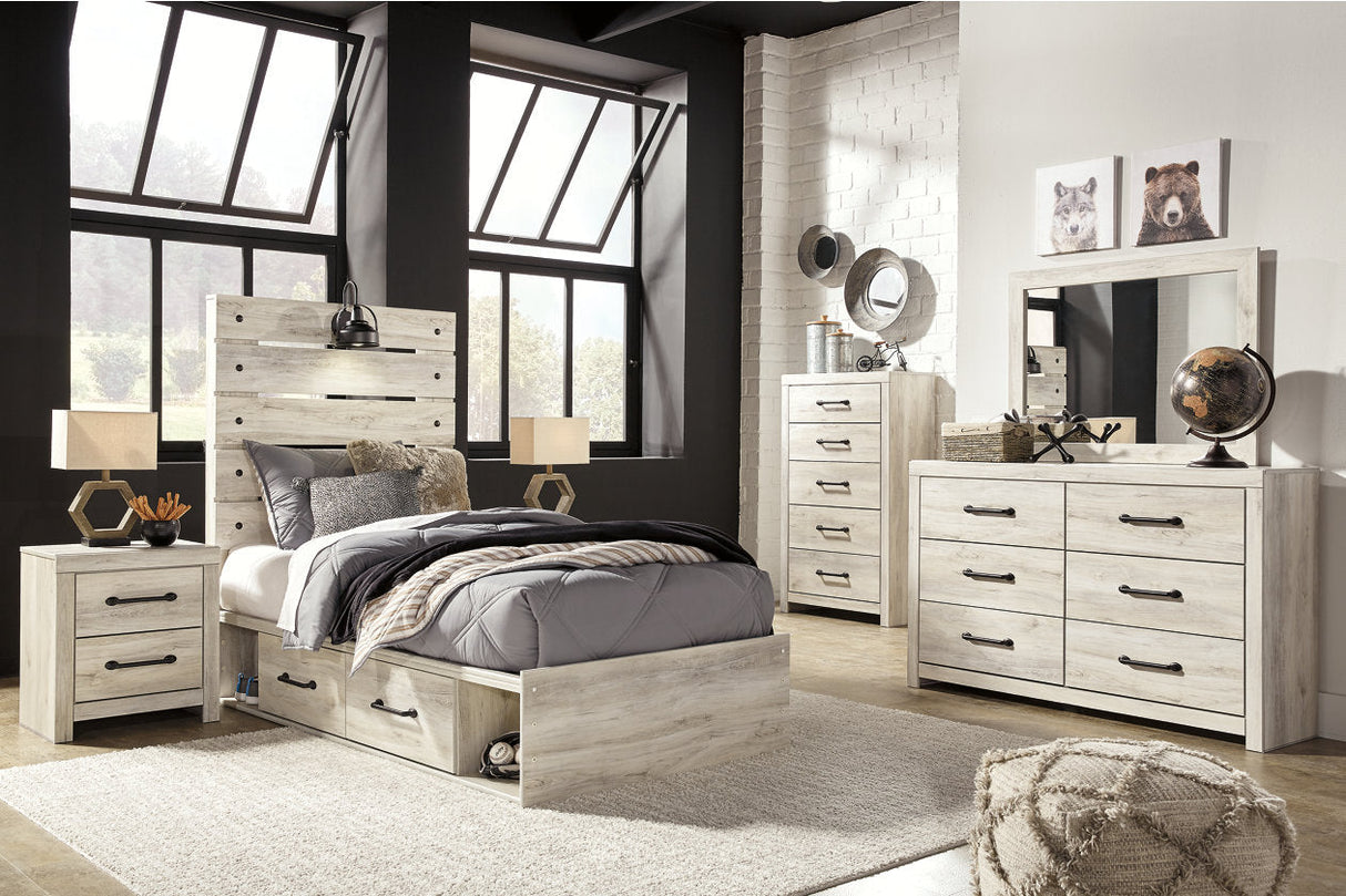 Cambeck Whitewash Twin Storage Platform Bed with 2 Drawers by Ashley at Eve Furniture