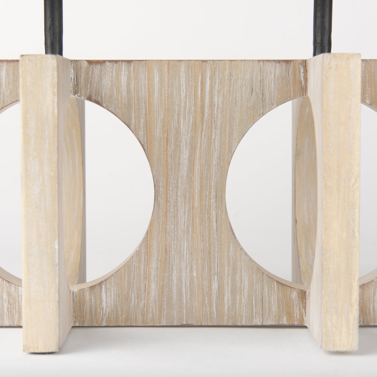 Cambie 29.0L x 6.0W x 9.0H Natural Wood W/Black Metal Candle Holders by Mercana at Eve Furniture