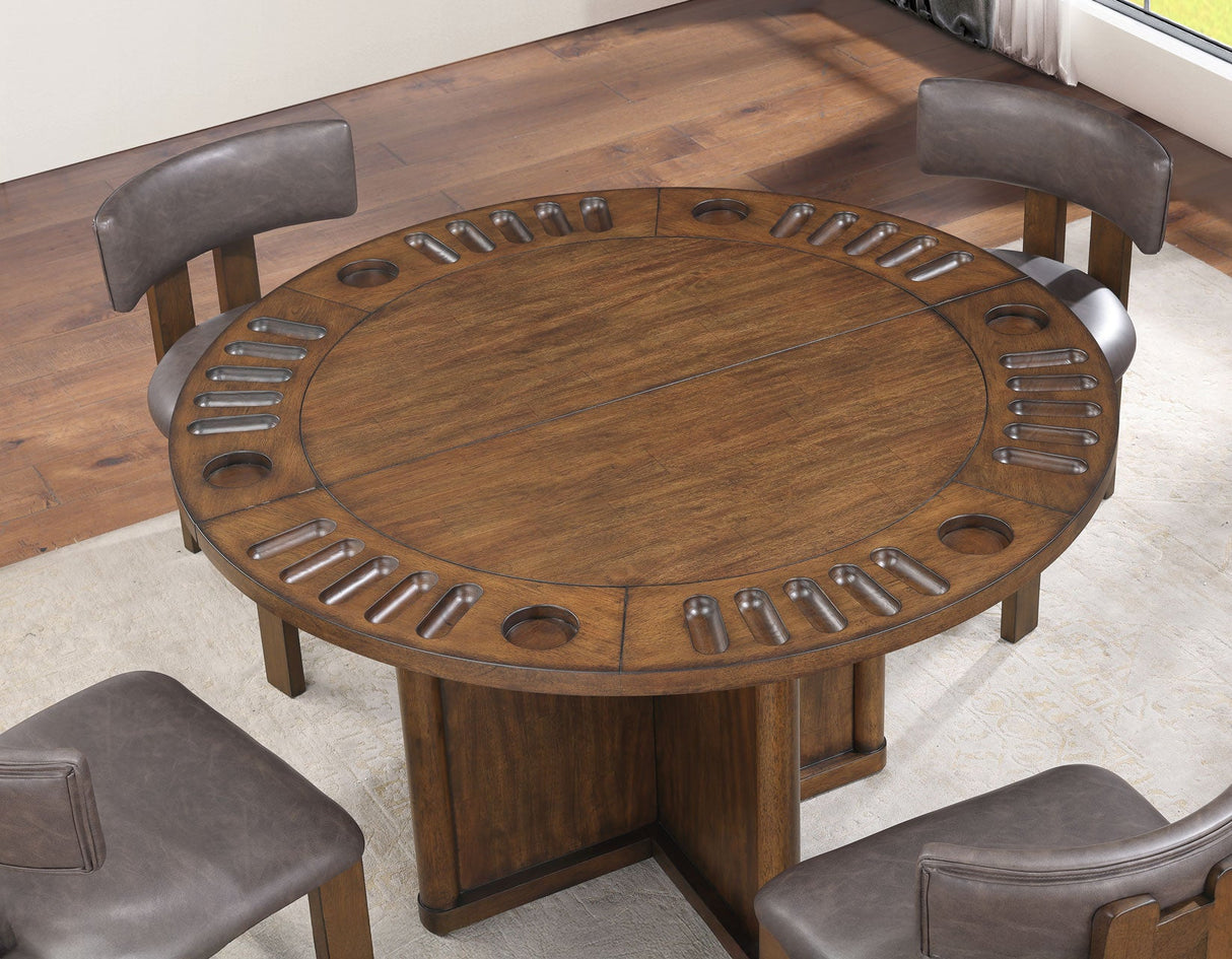 Cambridge Burnished Chestnut Dining Set with Folding Removable Game Top by Steve Silver at Eve Furniture