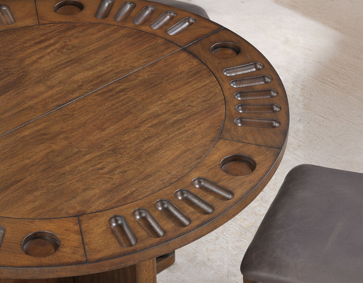 Cambridge Burnished Chestnut Dining Set with Folding Removable Game Top by Steve Silver at Eve Furniture