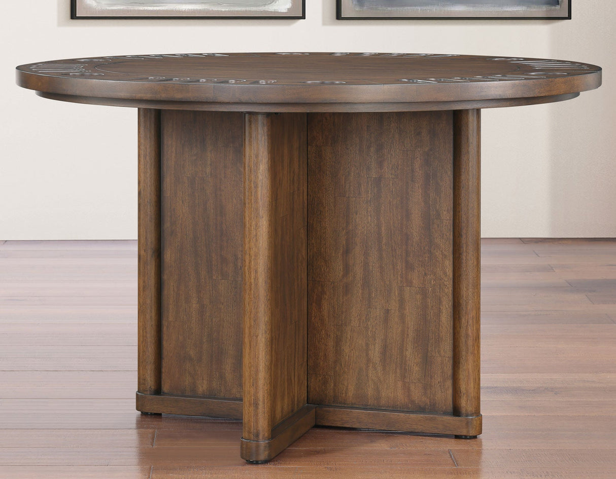 Cambridge Burnished Chestnut Dining Set with Folding Removable Game Top by Steve Silver at Eve Furniture