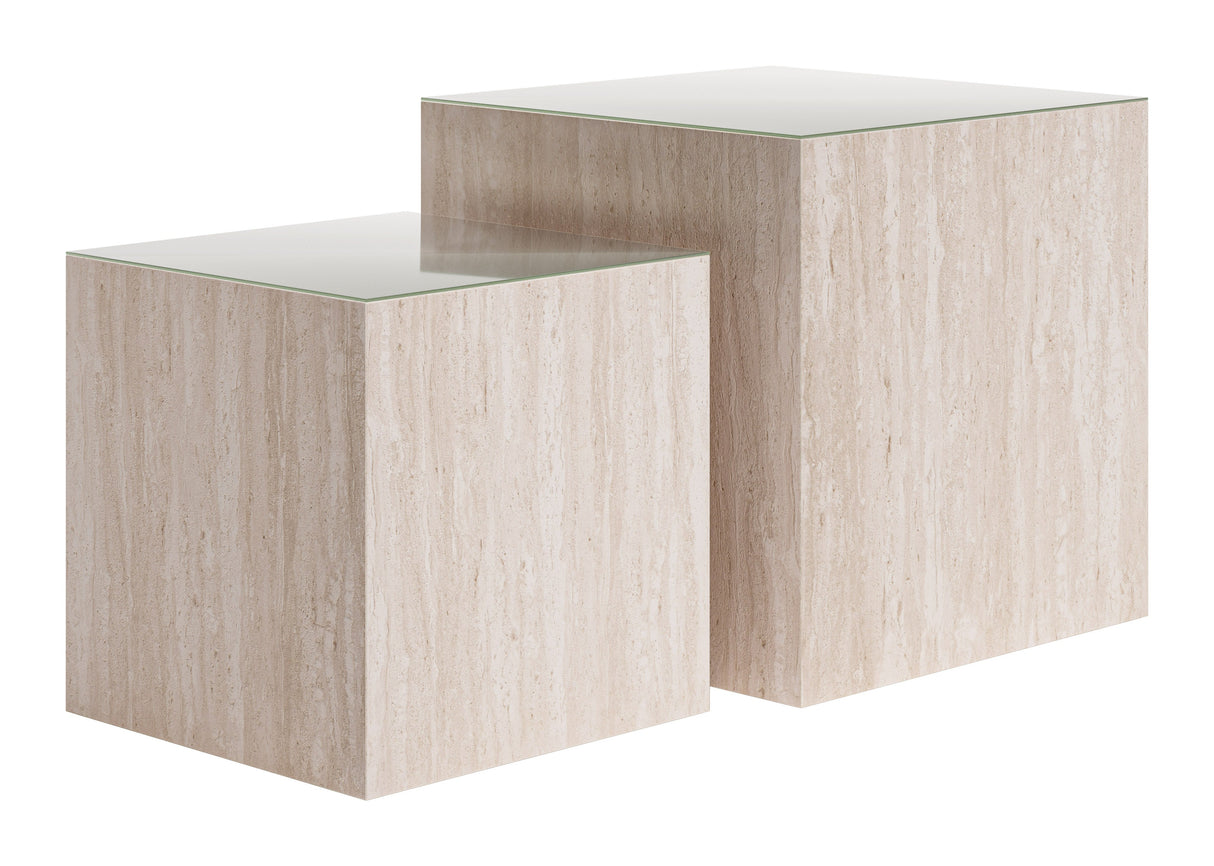 Cambro Stone Beige Coffee Table Set (2-Piece) by Zuomod at Eve Furniture
