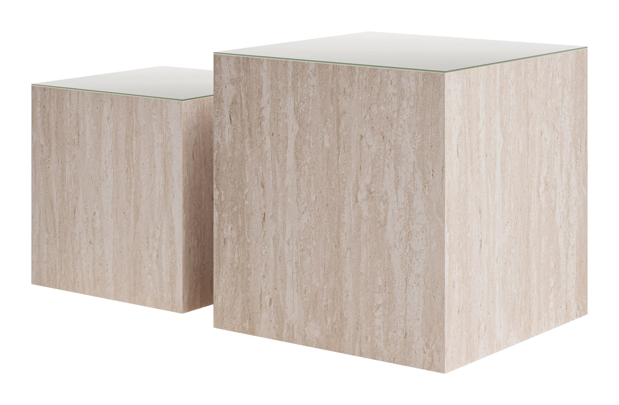 Cambro Stone Beige Coffee Table Set (2-Piece) by Zuomod at Eve Furniture