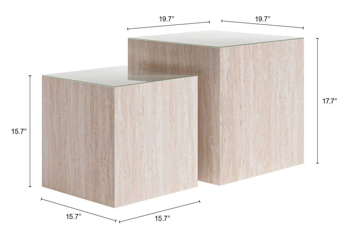 Cambro Stone Beige Coffee Table Set (2-Piece) by Zuomod at Eve Furniture
