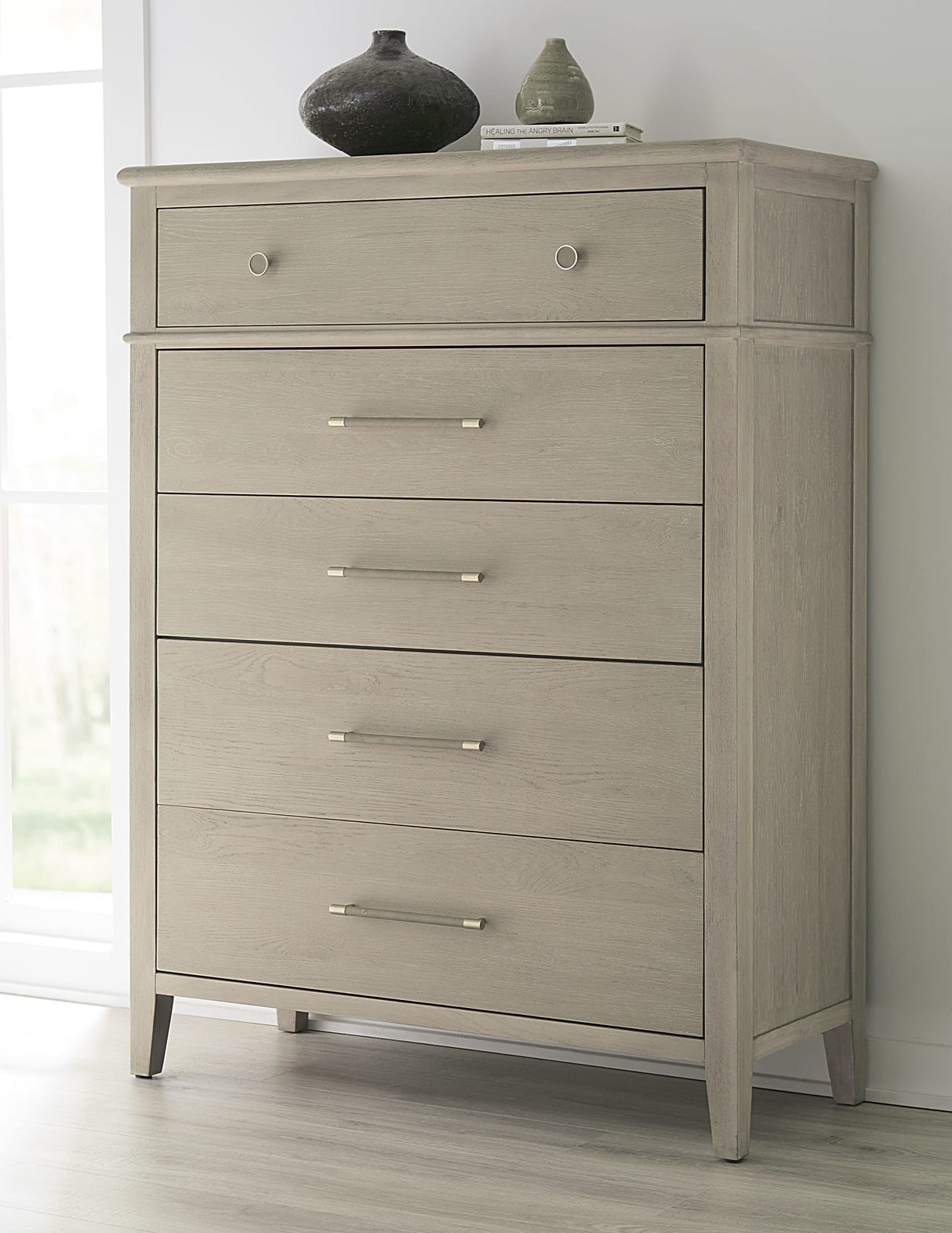 Camden Chai Five Drawer Oak Wood Chest by Modus Furniture at Eve Furniture