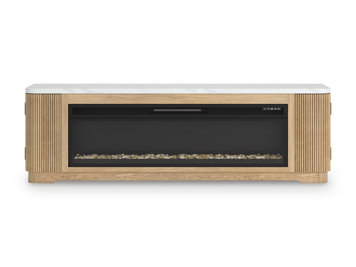 Camdill Light Brown 80" TV Stand with Electric Fireplace by Ashley at Eve Furniture