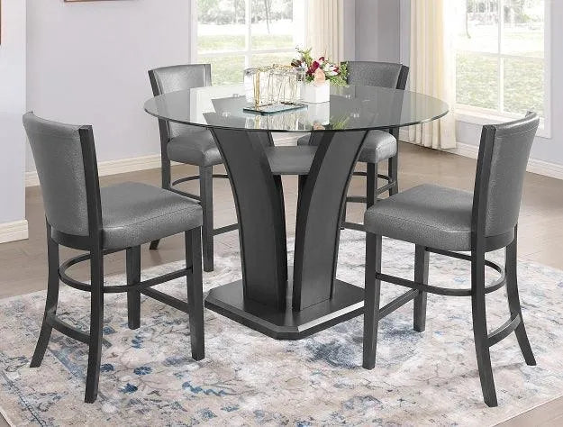 Camelia Gray PU Leather Counter Height Chair, Set of 2 by Crown Mark at Eve Furniture