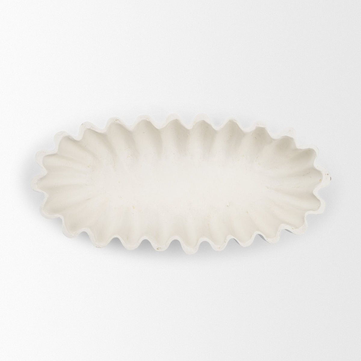 Camelia Large Fluted White Paper Mache Round Centerpiece Bowl by Mercana at Eve Furniture