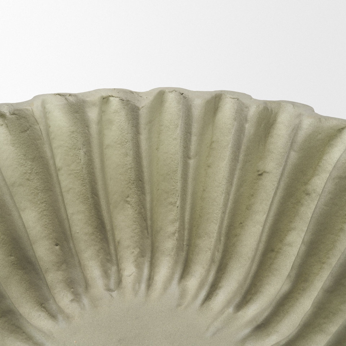Camelia Small Fluted Sage Green Paper Mache Round Centerpiece Bowl by Mercana at Eve Furniture