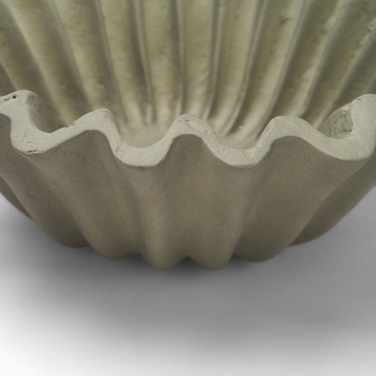 Camelia Small Fluted Sage Green Paper Mache Round Centerpiece Bowl by Mercana at Eve Furniture