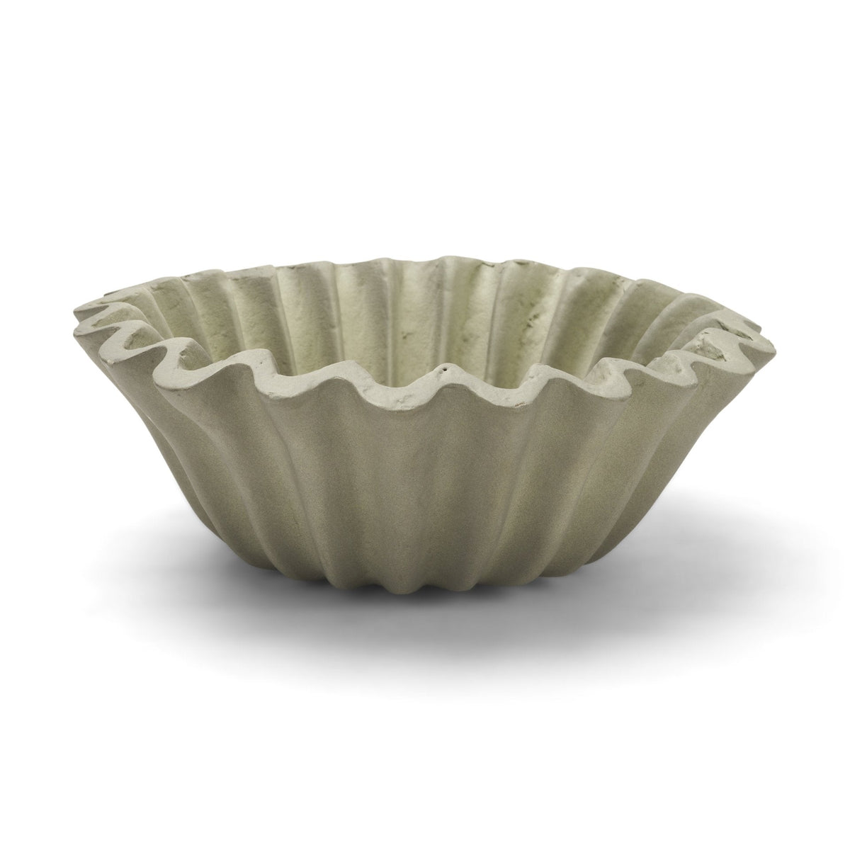 Camelia Small Fluted Sage Green Paper Mache Round Centerpiece Bowl by Mercana at Eve Furniture