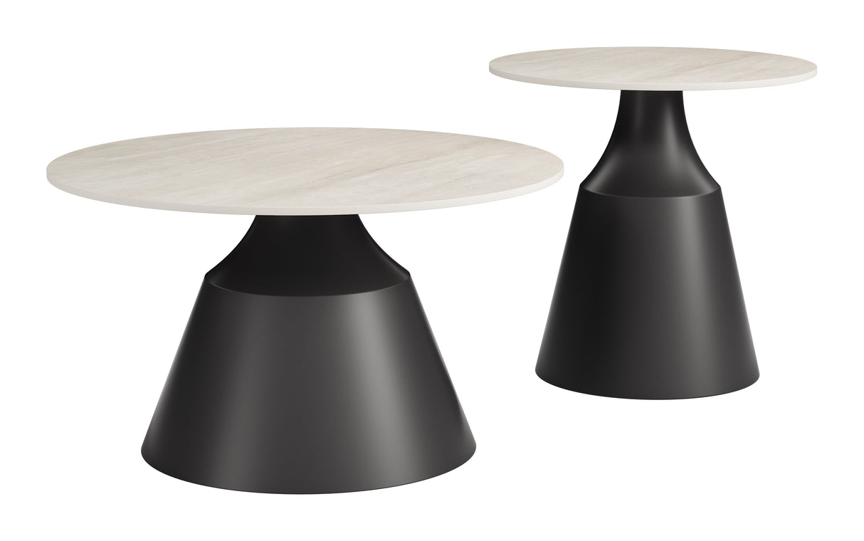 Camella Light Beige & Black Coffee Table Set (2-Piece) by Zuomod at Eve Furniture