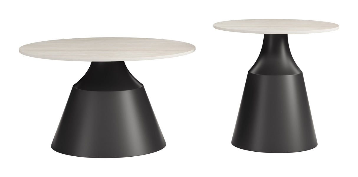 Camella Light Beige & Black Coffee Table Set (2-Piece) by Zuomod at Eve Furniture