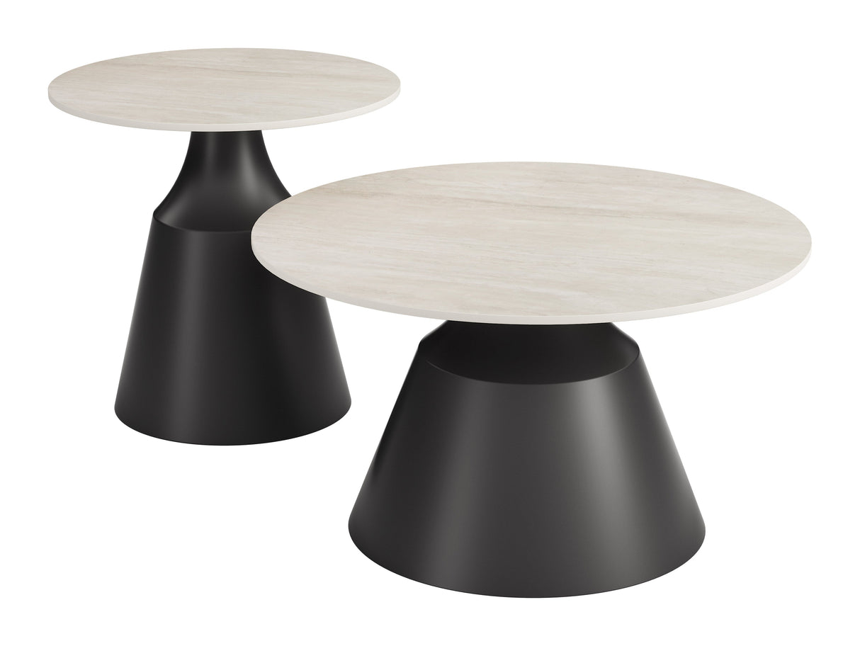 Camella Light Beige & Black Coffee Table Set (2-Piece) by Zuomod at Eve Furniture