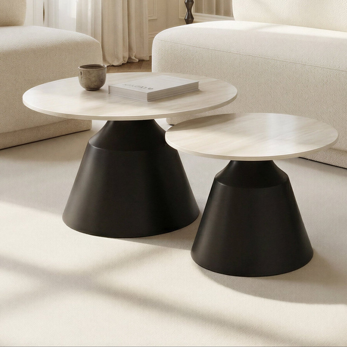 Camella Light Beige & Black Coffee Table Set (2-Piece) by Zuomod at Eve Furniture