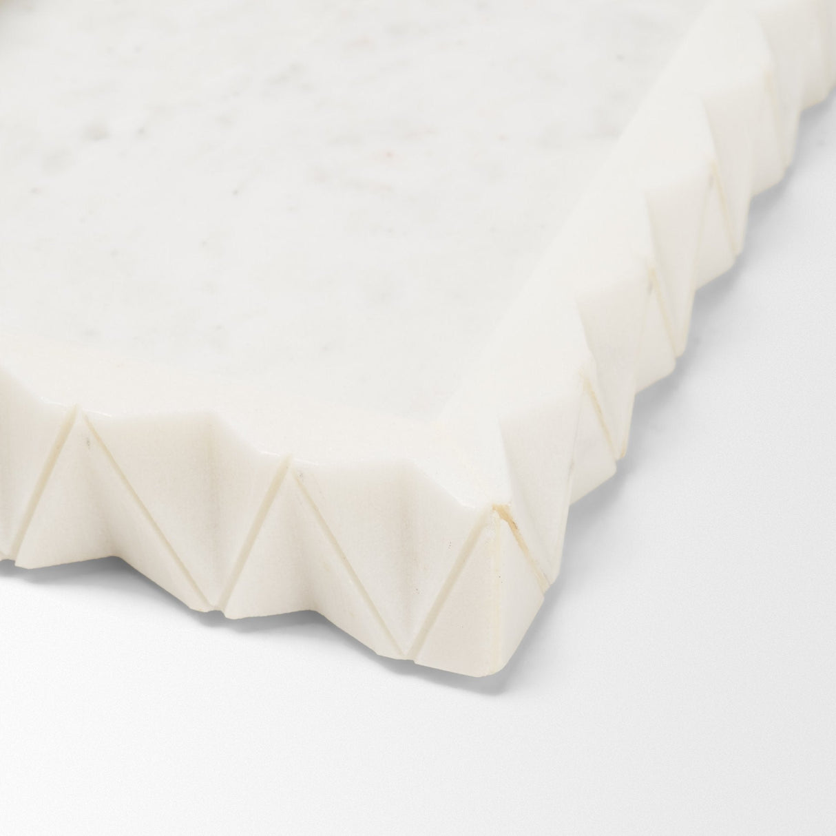 Camellia Rectangular White Marble Scalloped Tray by Mercana at Eve Furniture