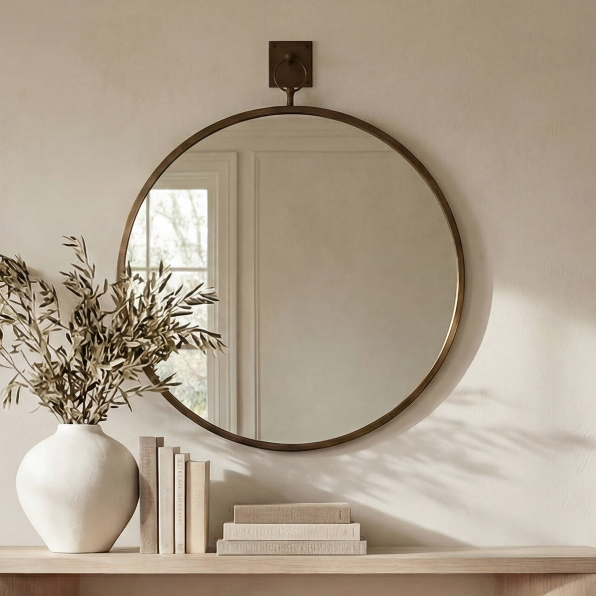 Cameo Aged Brass Mirror by MOES at Eve Furniture