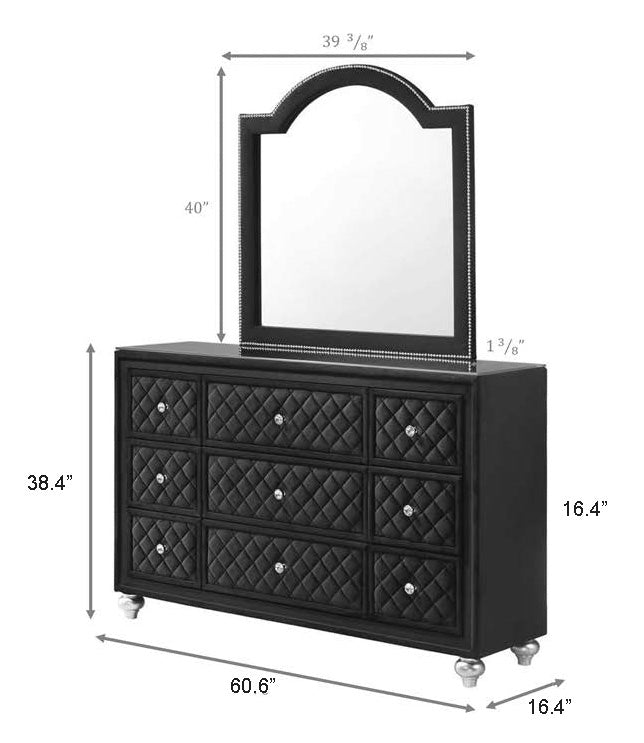 Cameo Black Upholstered Panel Bedroom Set by Crown Mark at Eve Furniture