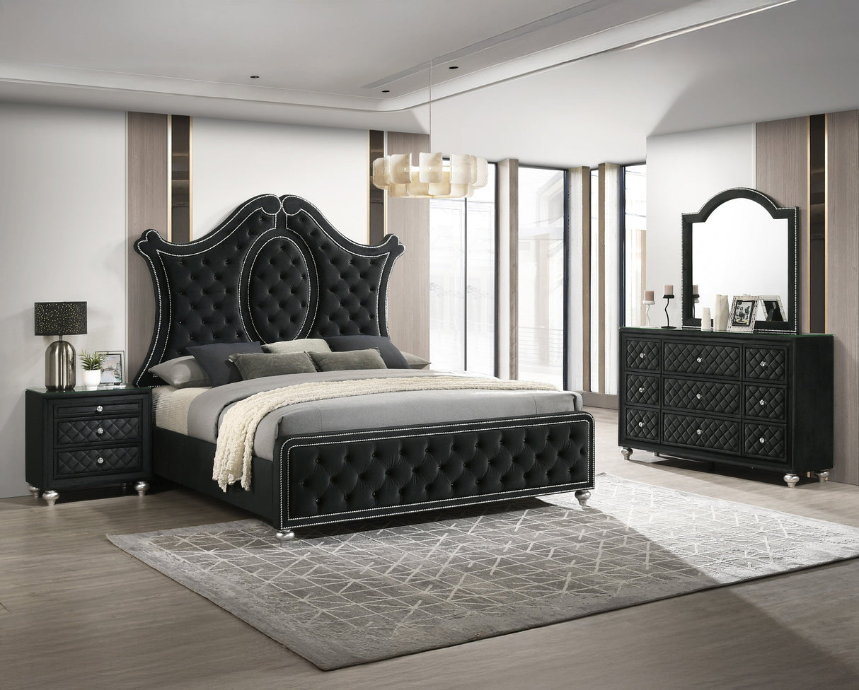 Cameo Black Upholstered Panel Bedroom Set by Crown Mark at Eve Furniture