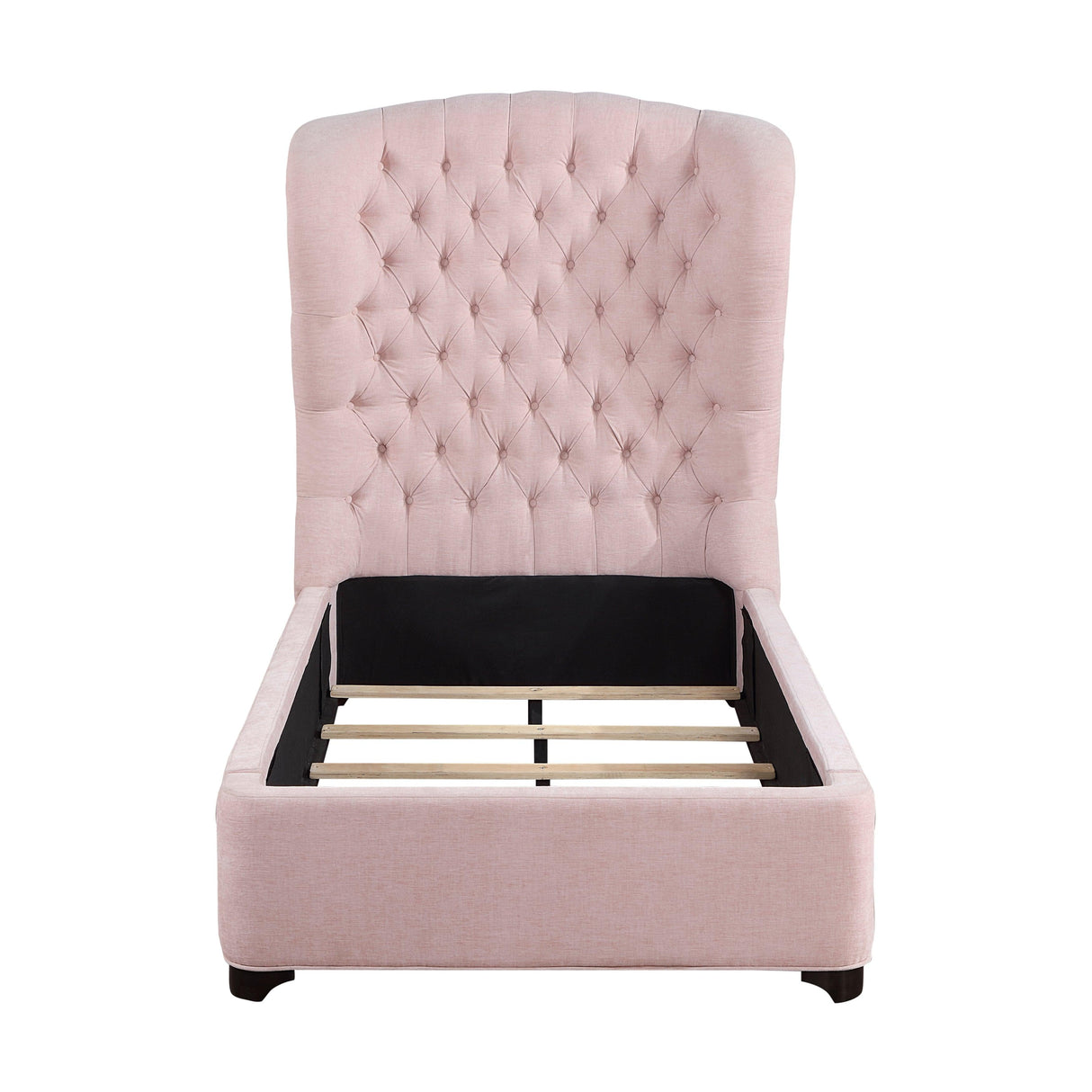 Cameo Pink Twin Upholstered Wingback Bed by Homelegance at Eve Furniture