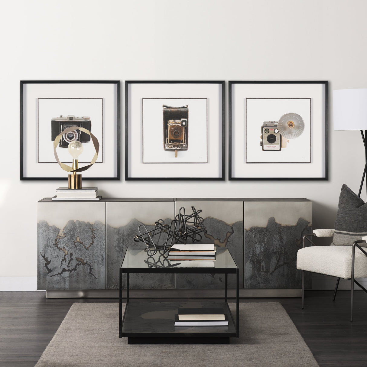 Camera by Deborah Revell Hand Embelished Framed Art Print Matted under Glass by Mercana at Eve Furniture