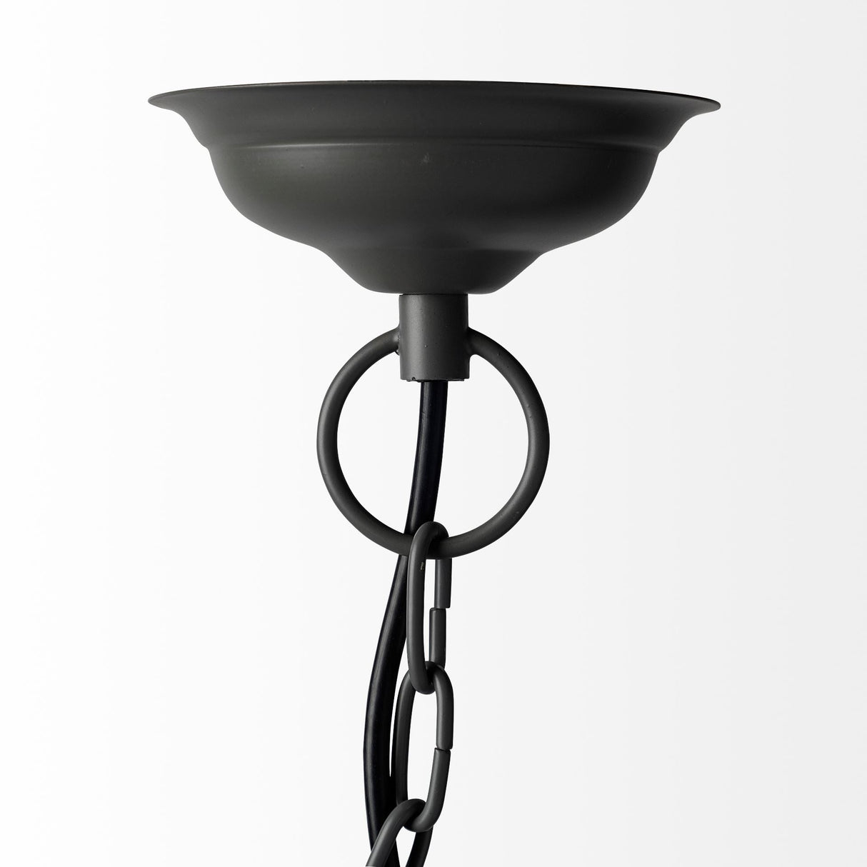 Camila Black Metal Mesh-Style Four Bulb Chandelier by Mercana at Eve Furniture